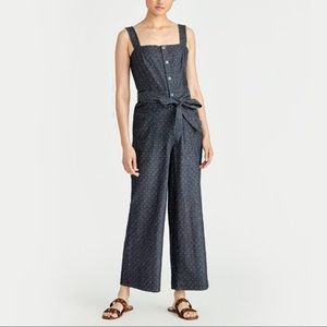 Rachel Roy Bryde Jumpsuit Denim Dark Grey + Cream Polka Dots Size 0